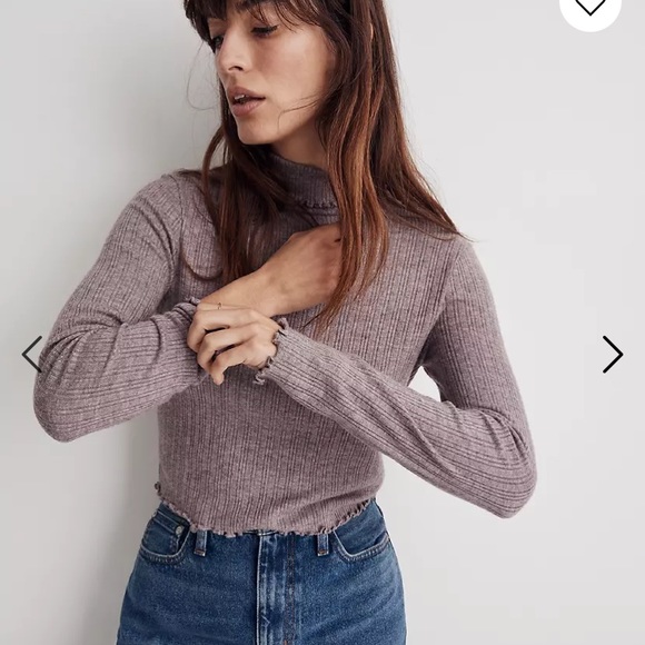 Madewell NWT Ribbed Long-Sleeve Turtleneck Crop Top - Picture 7 of 8
